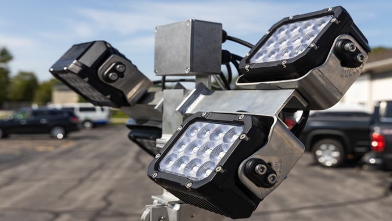 ConstructionCAM Mini Light Towers feature adjustable and rotating LEDs